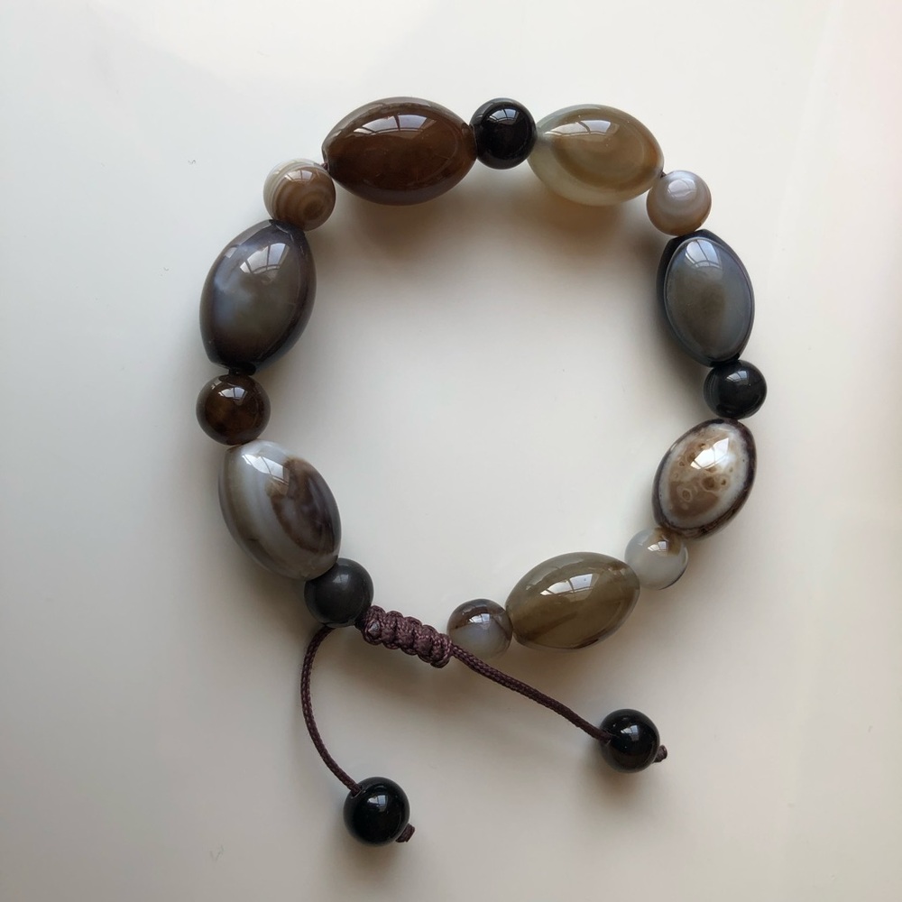 Agate Bead Bracelet Adjustable